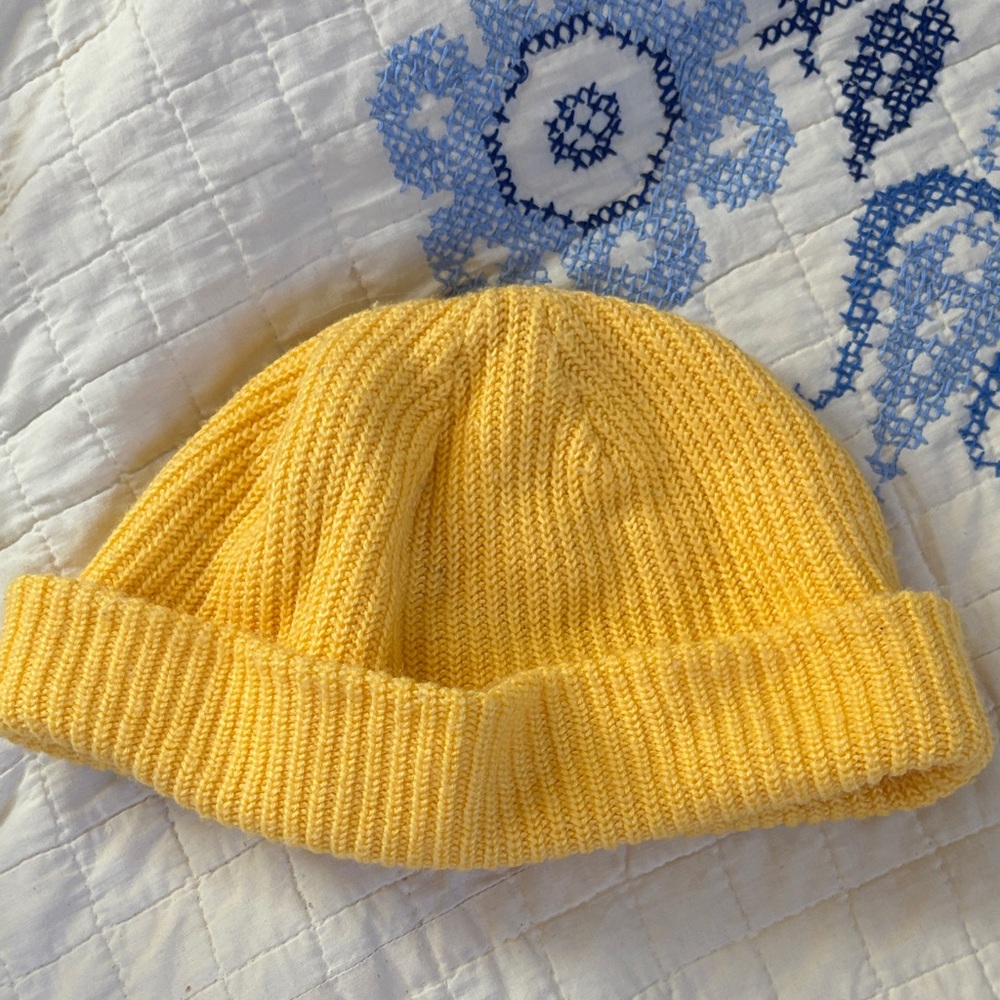 Yellow Knit Beanie Hat - Classic Cuffed Style